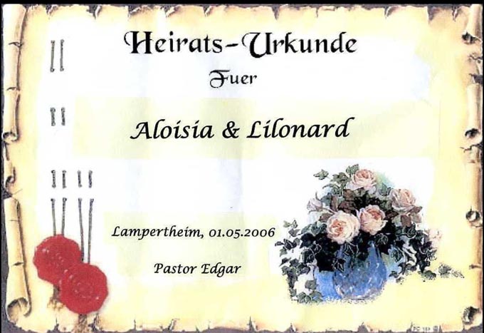 Heirats-Urkunde